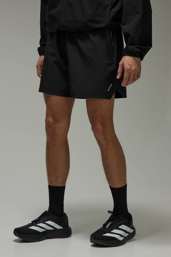 Common Pace Running Double Waistband 5inch Short | Black | Size Large