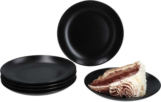 MamboCat Set van 6 Panther taartborden 20,3cm mat zwart steengoed