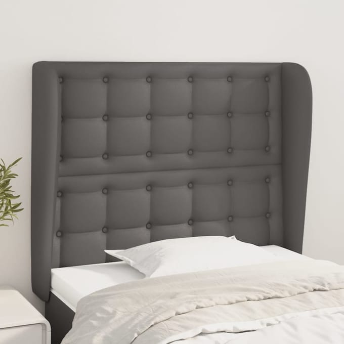 vidaXL - Hoofdbord - met - randen - 83x23x118/128 - cm - kunstleer - grijs