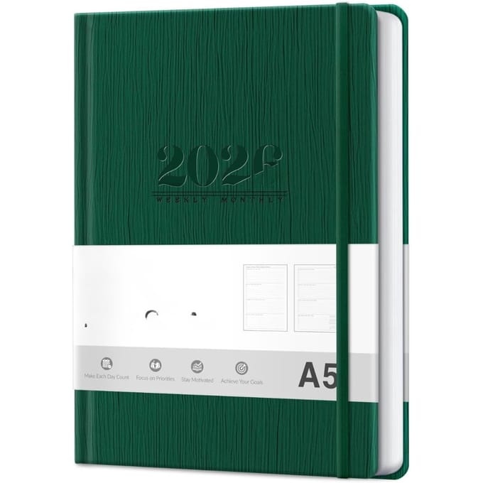 Famanu – Weekplanner 2026 A5 wekelijkse en maandelijkse planner groen