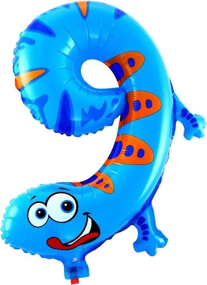 Ballon cijfer 9 dieren 41cm