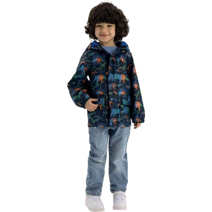 Minoti Jongens Dinosaurus Waterdichte Jas (Marineblauw)