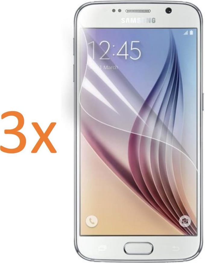 3x Screenprotector geschikt voor Samsung Galaxy S6 - Glas PET Folie Screenprotector Transparant 0.2mm 9H (Full Screen Protector)