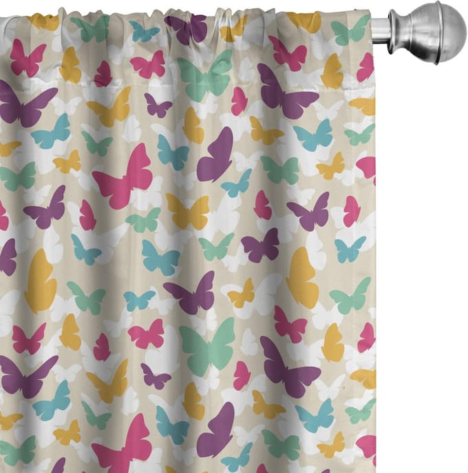 ABAKUHAUS Vlinder Voorhangen – 2x75x175 cm – Microvezel, halfdonker, Meerdere kleuren