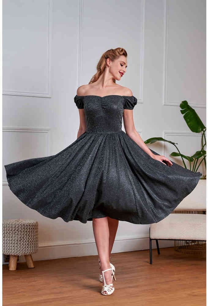 Banned - Marilyn Sparkle Flare jurk - S - Zwart