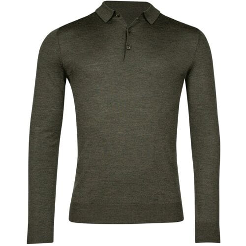 Baileys Trui Merino Pullover Polo Collar Buttons Single Knit Donker Groen / male