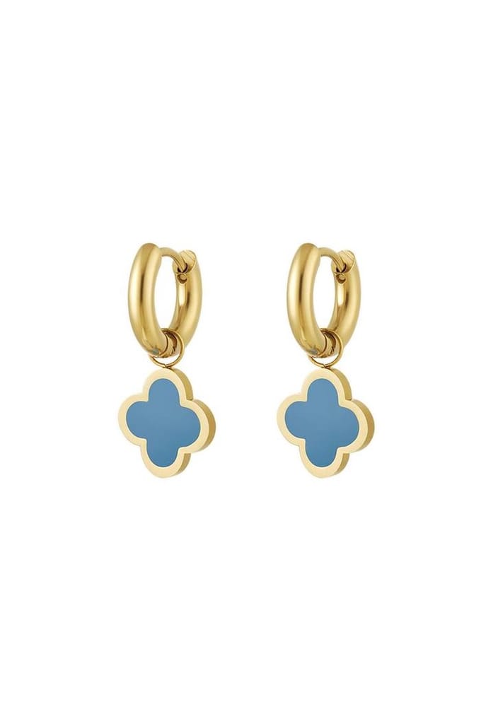Bijoutheek Oorhangers Klaver Emaille Turquoise