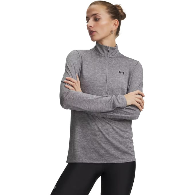 Under Armour Tech 1/2 Zip-Twist Longsleeve Dames-groen, zwart