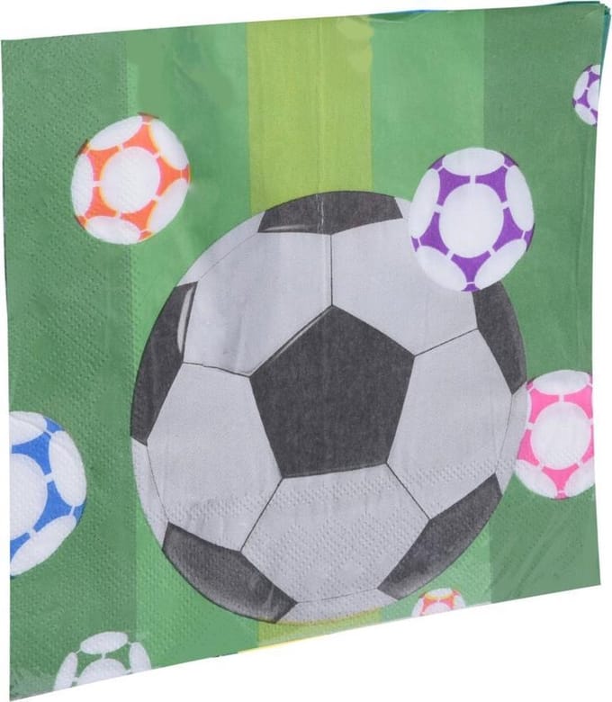 16x Servetten Voetbal 33cm x 33cm groen - OP=OP