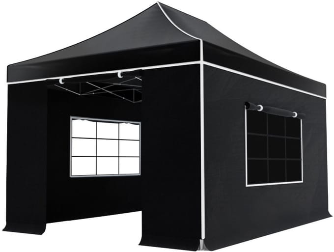 Easy up 3x4,5m zwart luxe partytent opvouwbaar