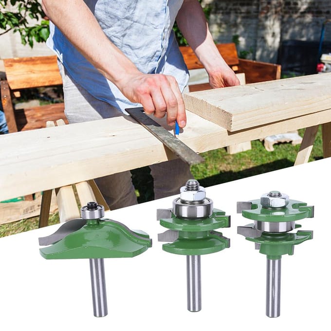 3 Stuks 8mm Schacht Freesboor Set T Vorm Hout Freesbeitel Verstelbare Kast Bit Kit(3 Stuks Deur