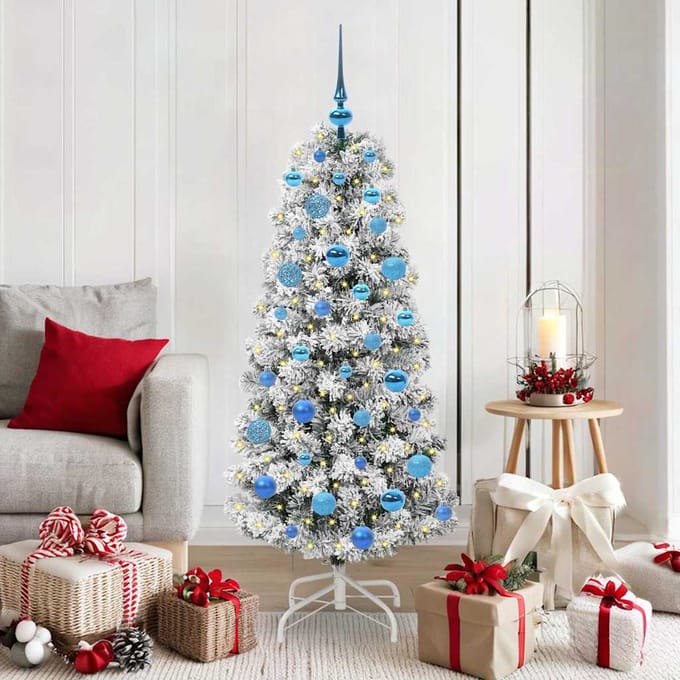 vidaXL - Kunstmatige - Hinged - Kerstboom - 150 - LED's - Groen - en - Wit - 150 - cm