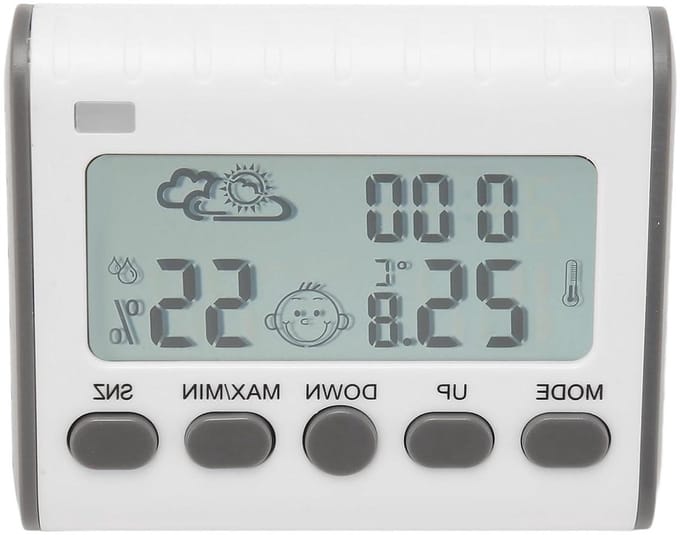 Thermometer Hygrometer Klok - Temperatuur Vochtigheid Meter - Comfort Monitoren - Real-time Uitlezing - 9 x 8 x 3 cm
