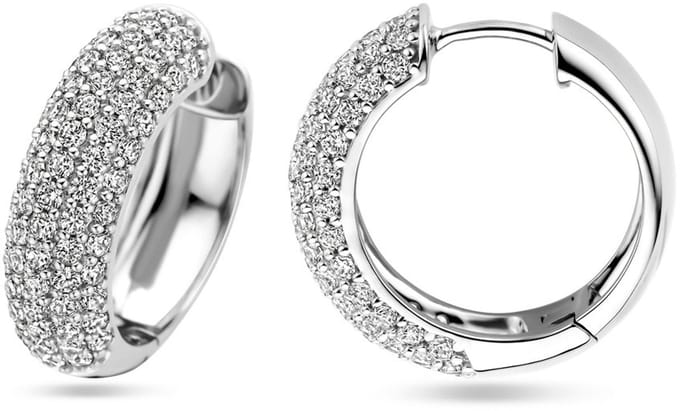 Zilver Gerhodineerd Klapoorringen Zirkonia 21 Mm 1339539