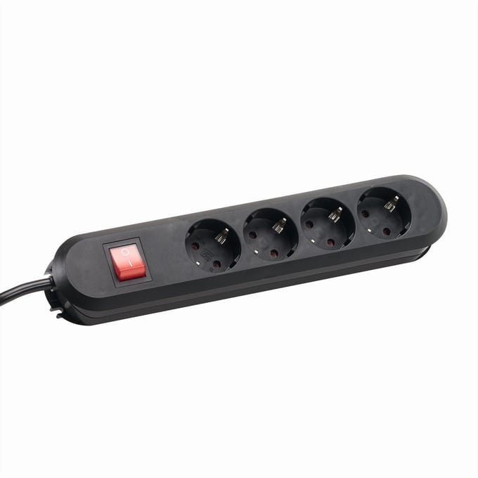 BACHMANN SMART 4xCEE7/3 1xSchakelaar 1,5m CEE7/7, zw, 381.130K