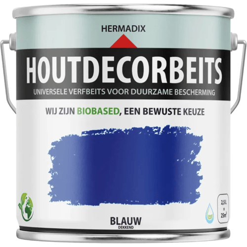 Hermadix Houtdecor Verfbeits dekkend - 0,75 liter - 627 Blauw