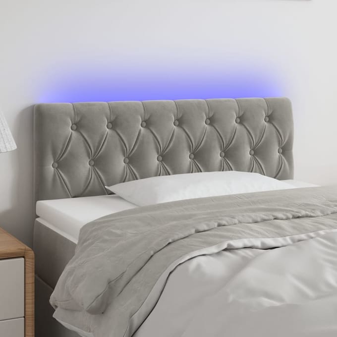 vidaXL - Hoofdbord - LED - 90x7x78/88 - cm - fluweel - lichtgrijs