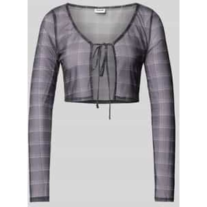 Korte blouse met vetersluiting, model 'LESLEY'