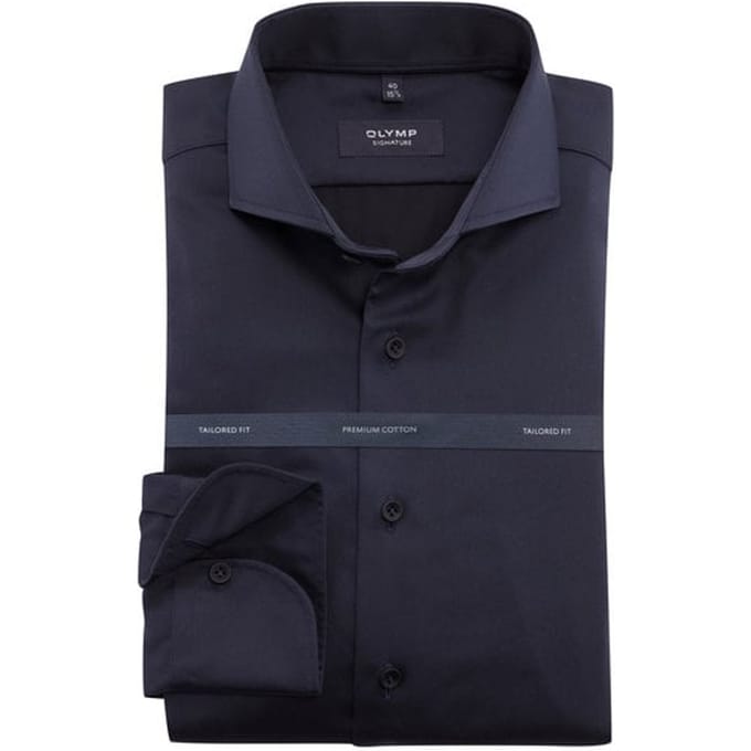 OLYMP Signature Overhemd, Tailored Fit, Signature Cutaway, Blauw