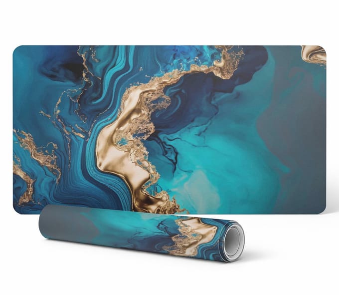 Beschermende mat voor bureau/tafelblad, abstract golfmotief, 90x45 cm
