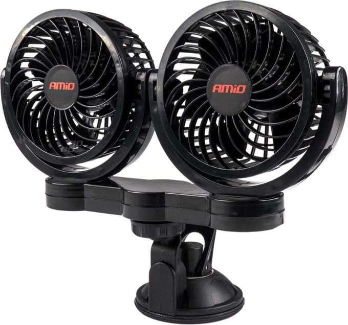 Duo auto ventilator - 4 inch - 12V - Met zuignap
