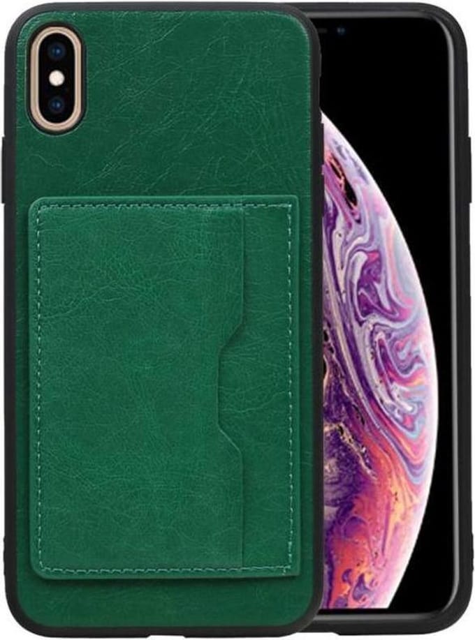 Groen Staand Back Cover 1 Pasjes voor iPhone XS Max