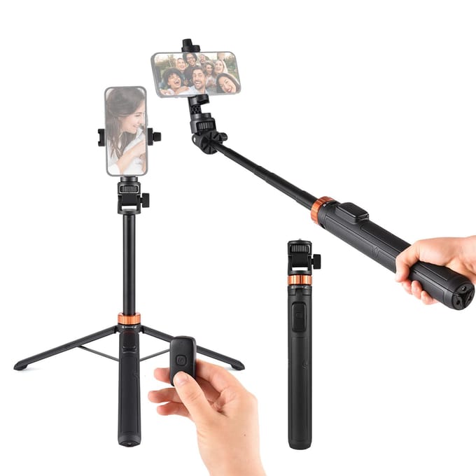 KINGJOY M080 70in Uitschuifbare Selfie Stick Statief Handheld Fotografie Beugel Desktop Statief Standaard zwart