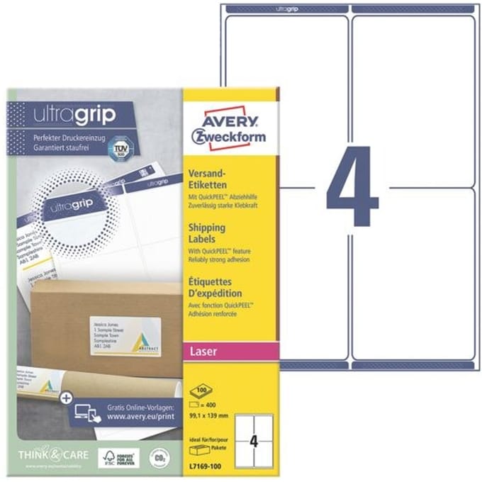 BlockOut Verzendetiketten, Laser/Inkjet/Kleurenlaser, Wit, 400pcs.