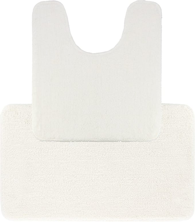 Tendance Badkamer Matten set Aquarius - wit - toilet en bad mat - hoogpolig - microfiber