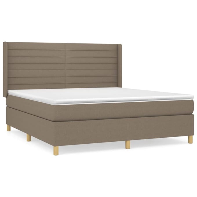 vidaXL - Boxspring - met - matras - stof - taupe - 160x200 - cm