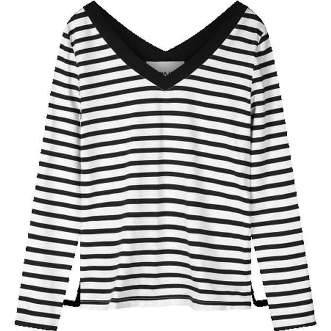 Helena Hart 7650 top v-neck stripe /wit