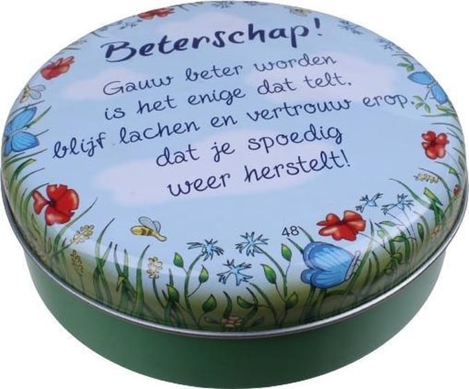Paper Dreams Blikje Beterschap! 9,5 X 3 Cm Staal Blauw/groen