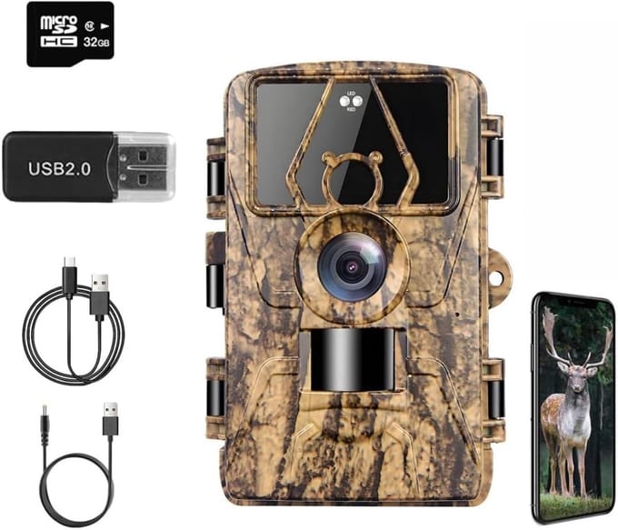 Wildlife Camera - Trail Camera - Dieren Observeren - 8K Video Opname - 60MP - Groen