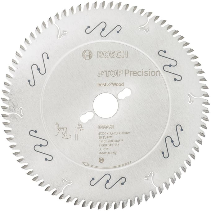 Bosch - Cirkelzaagblad Top Precision Best for Wood 250 x 30 x 3,2 mm, 80