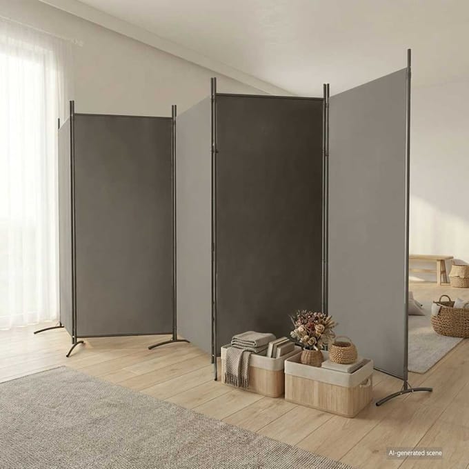 vidaXL - Kamerscherm - met - 5 - panelen - 433x180 - cm - stof - antracietkleurig