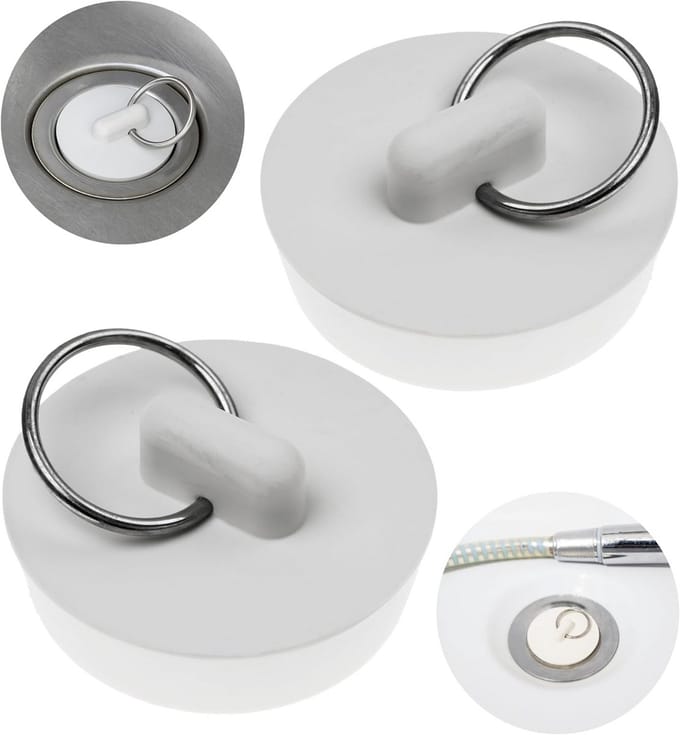 Universele Rubber Dop voor Afvoerputje, 2 Stuks, Wit
