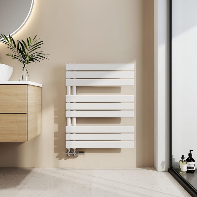 EMKE Handdoekradiator - Plat Design - Glanzend Wit - 76x60 cm - 479W - Badkamer Verwarming - CV Radiator