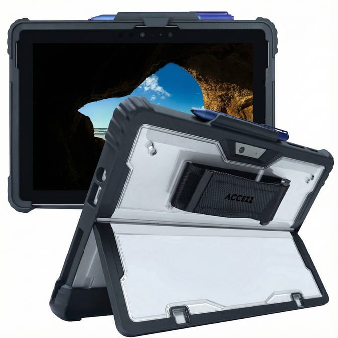 Accezz Tablet Hoes - Geschikt voor Microsoft Surface Go/Microsoft Surface Go 2/Microsoft Surface Go 3/Microsoft Surface Go 4 - case met stand voor Microsoft Surface - Zwart