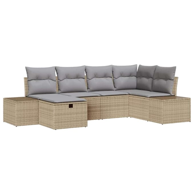 vidaXL Bankstel 6 st poly rattan