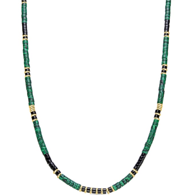 Luxent Sterling Zilver 925 en 18k goud afgewerkt Malachiet collier - Ilmina