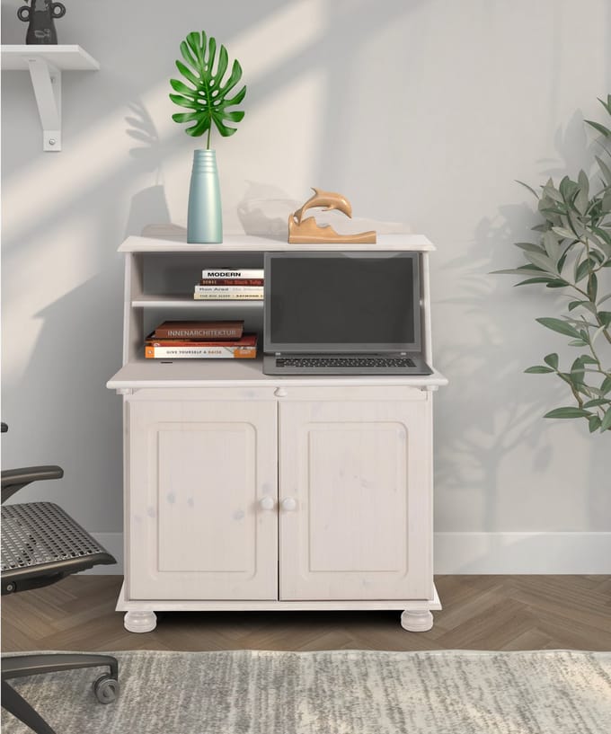 Mette Secretaire Bureau - Wit Grenen - 82 x 39 x 107 cm