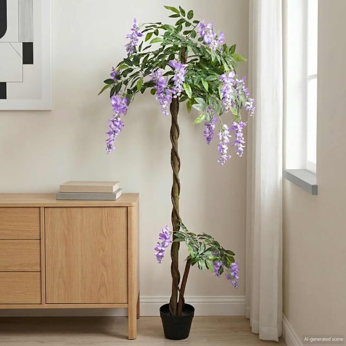 vidaXL - Kunstmatige - Bonenbloemenboom - Paars - 80 - x - 18 - x - 160 - cm