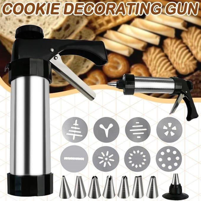 Ensemble de pistolet de décoration de crème de gâteau en acier inoxydable, Machine de fabrication de biscuits, moule de buse, outil de cuisson de cuisine noir