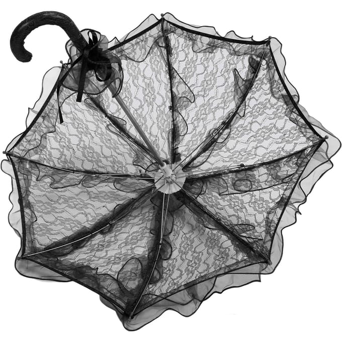 Parasol en dentelle fait à la main pour mariage, élégant et décoratif noir