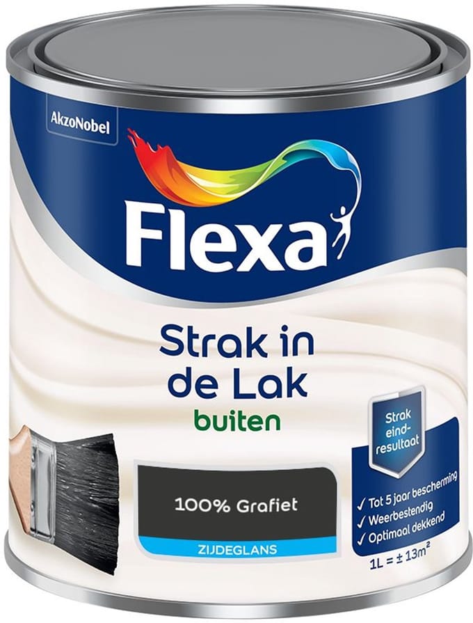 Flexa - Strak In De Lak Buitenlak Zijdeglans - 100% Grafiet - Mengverf - 1 L