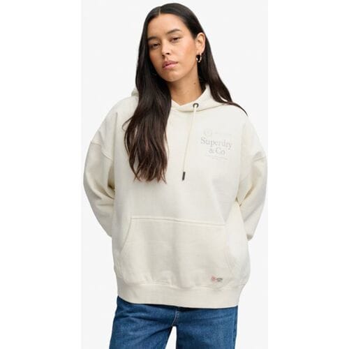 Superdry Luxe Casual Relaxed Hoodie Crème Grootte: 34