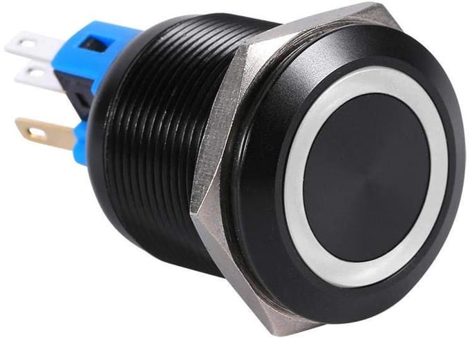 Drukknopschakelaar LED - Momentary Schakelaar - Apparaten Bediening - Zelfsluitend Zinklegering - 22mm Schroefdraad - Wit