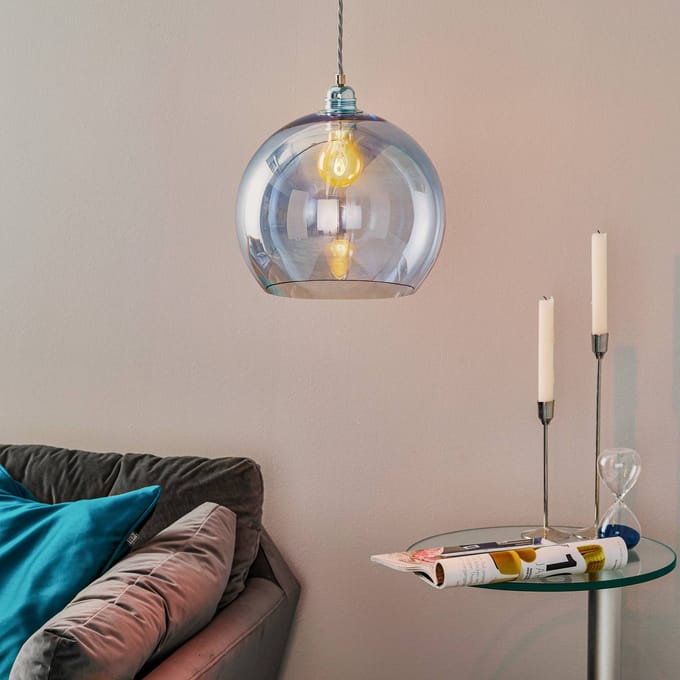 EBB & FLOW Rowan hanglamp, blauw-zilver Ø 28cm