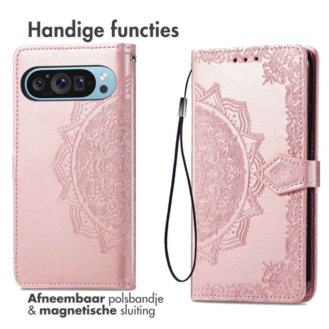 imoshion Hoesje - Geschikt voor Google Pixel 9 Pro XL - Mandala Bookcase - Rosé Goud