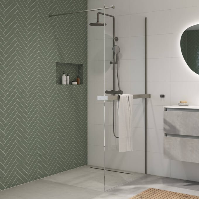 Saqu Modulo inloopdouche incl. antikalk 100x210cm met handdoekhouder gunmetal